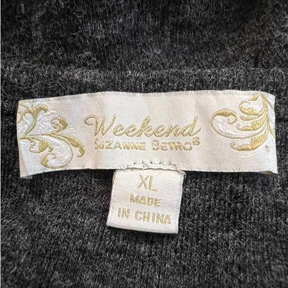 Weekend by Suzanne Betro Sweater Gray Marled Polyester Blend Bell Sleeves Sz XL - Picture 5 of 6